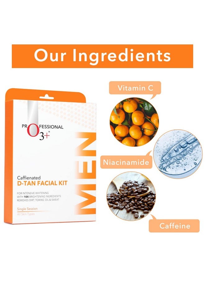 Caffeinated D-Tan Facial Kit For Removing Dirt Toxins Oil And Sweat Single Session For All Skin Types 40 Gm