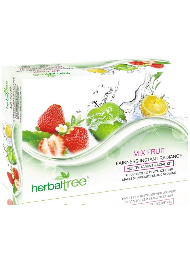 Herbaltree Mix Fruit Facial Kit For Detoxifies, Rejuvenating, Brightening & Glowing Skin With Multifruits Extracts & Multi Vitamins For Reduce Wrinkle & Fine Lines | Women & Men (420 Gm + 10 Ml)