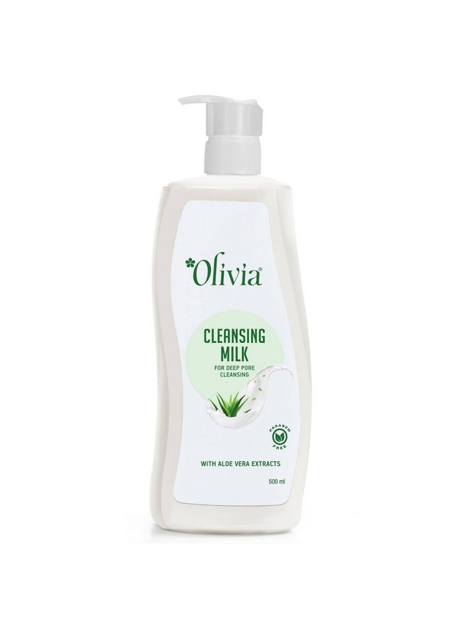 Cleansing Milk For Deep Pore Cleansing | Removes Dirt Pollutants | Effective Makeup Remover | Moisturizing Cleanser With Aloe Vera Extracts | For All Skin Types | 500Ml