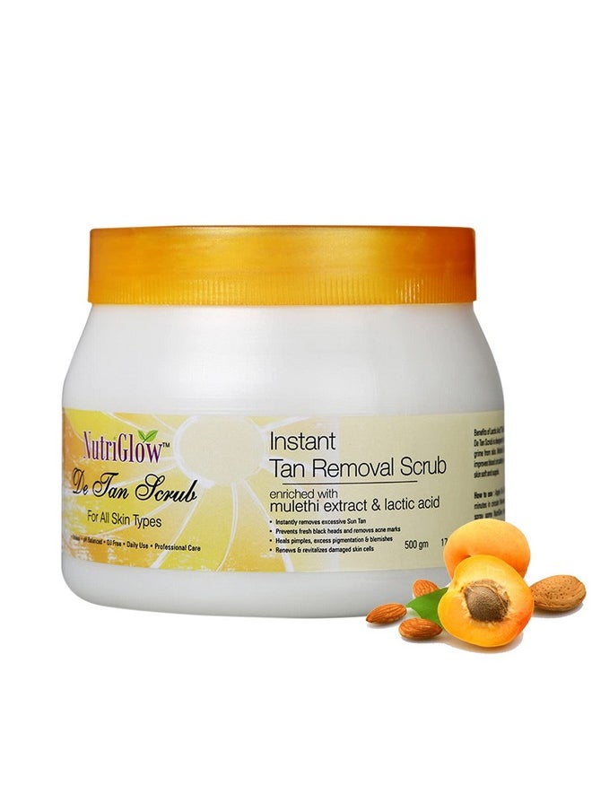 De Tan Scrub For Deep Exfoliation Tan Removal, Brightening Skin, Acne Prone, Blackheads, Pore Cleanser, Oily Skin, No Paraben & Sulpahate, 500 Gm