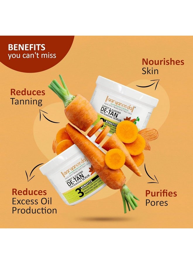 Carrot & Almond De-Tan Face Scrub, Face Pack & Moisturizer - 200G Each (Pack Of 3)