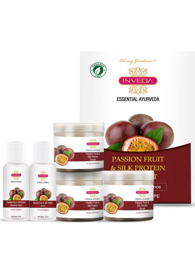 Passion Fruit And Silk Protein Facial Kit, Reduces Dryness, Dullness, Improved Skin Texture With Kukui Nut, Sunflower Seed Oil For Glow & Radiant Skin, 400Ml