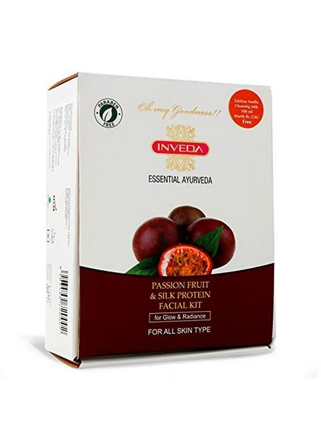 Passion Fruit And Silk Protein Facial Kit, Reduces Dryness, Dullness, Improved Skin Texture With Kukui Nut, Sunflower Seed Oil For Glow & Radiant Skin, 400Ml
