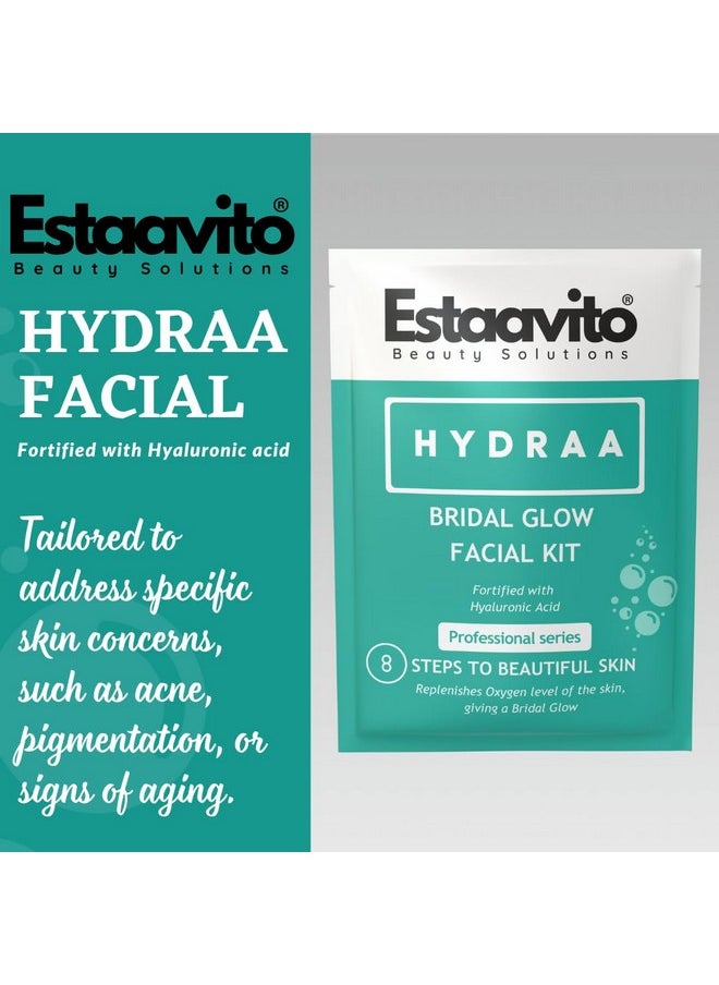 Estaavito Hydraa Facial Kit | Fortified With Hyaluronic Acid | 8 Steps To Beautiful Skin | Replenishes Oxygen Level Of The Skin, Giving A Bridal Glow | For All Skin Types