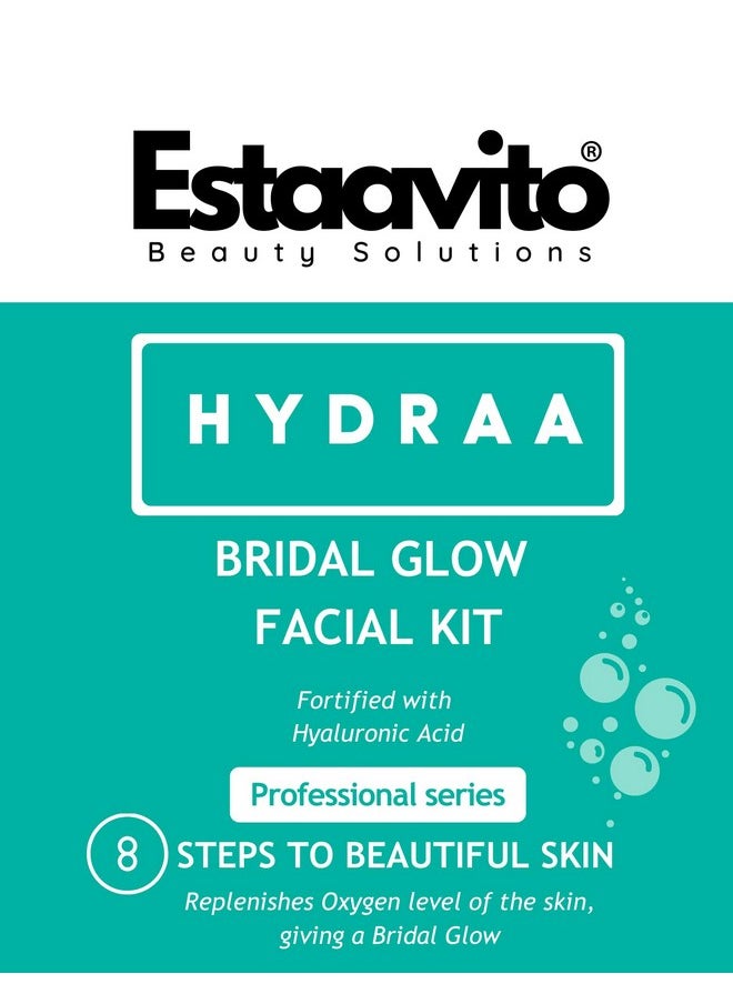 Estaavito Hydraa Facial Kit | Fortified With Hyaluronic Acid | 8 Steps To Beautiful Skin | Replenishes Oxygen Level Of The Skin, Giving A Bridal Glow | For All Skin Types