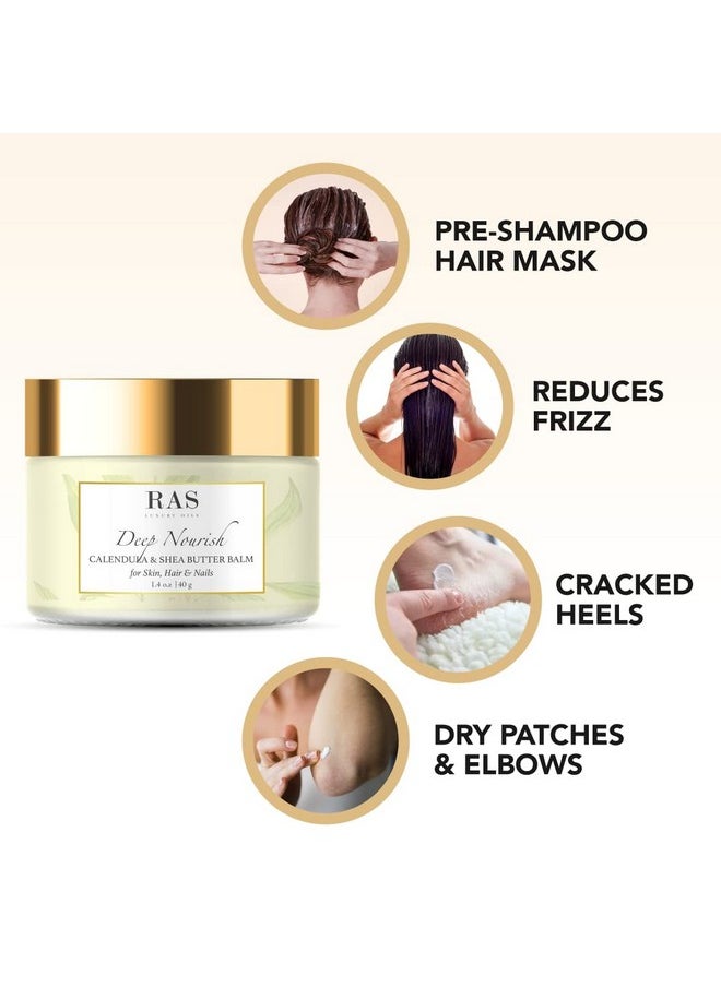 Deep Nourish Butter Balm | Moisturizer For Face, Hair & Nails | Face Cream For Dry Skin, Lips,Scalp | Calendula & Hibiscus | Vegan & Cruelty Free For Men & Women, 40Gm