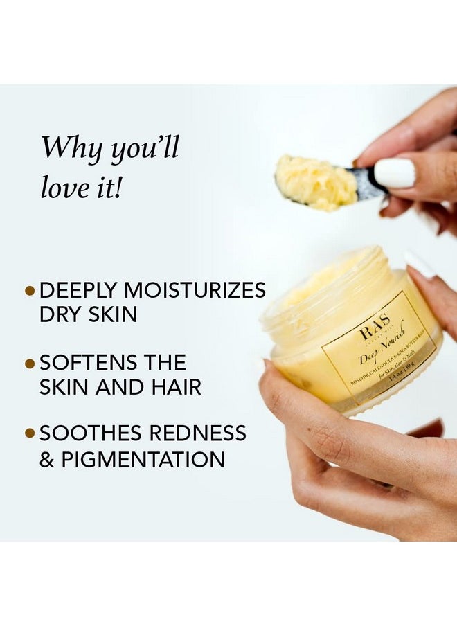 Deep Nourish Butter Balm | Moisturizer For Face, Hair & Nails | Face Cream For Dry Skin, Lips,Scalp | Calendula & Hibiscus | Vegan & Cruelty Free For Men & Women, 40Gm