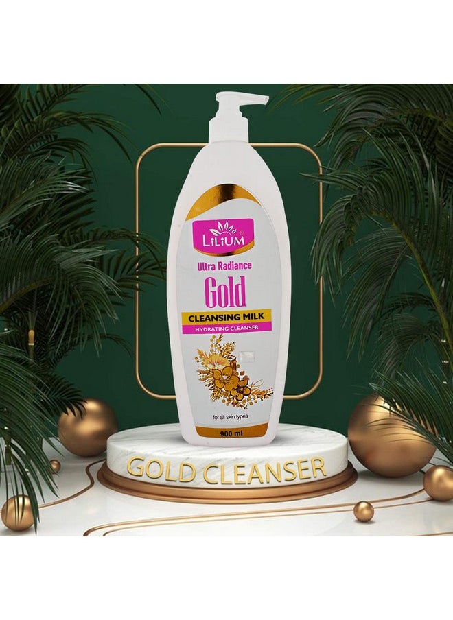 Herbal Gold Cleansing Milk 500 Ml, Ultra Radiance, Hydrating, Anti-Aging, Nourishing, Moisturizing, Skin Brightening & Soothing, Even Skin Tone, Make Up Remover, All Skin Types