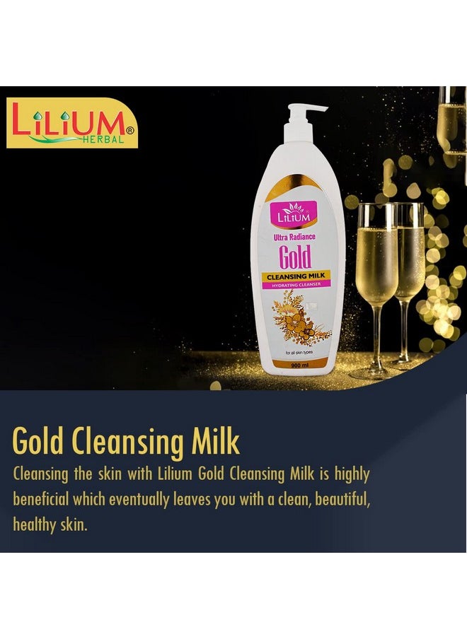 Herbal Gold Cleansing Milk 500 Ml, Ultra Radiance, Hydrating, Anti-Aging, Nourishing, Moisturizing, Skin Brightening & Soothing, Even Skin Tone, Make Up Remover, All Skin Types