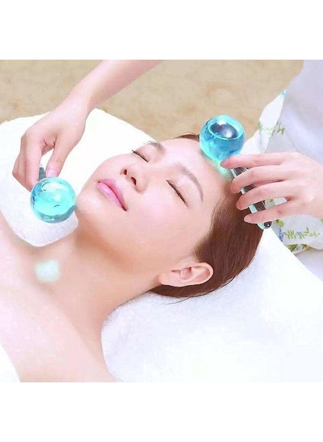 Facial Ice Globe Smart Cool Face Roller Ball Facial Massage Tools For Neck Eye Circle Reduce Puffiness Anti Ageing Wrinkles Soothing Firming Skin 2Pcs Energy Beauty Crystal Ice Roller