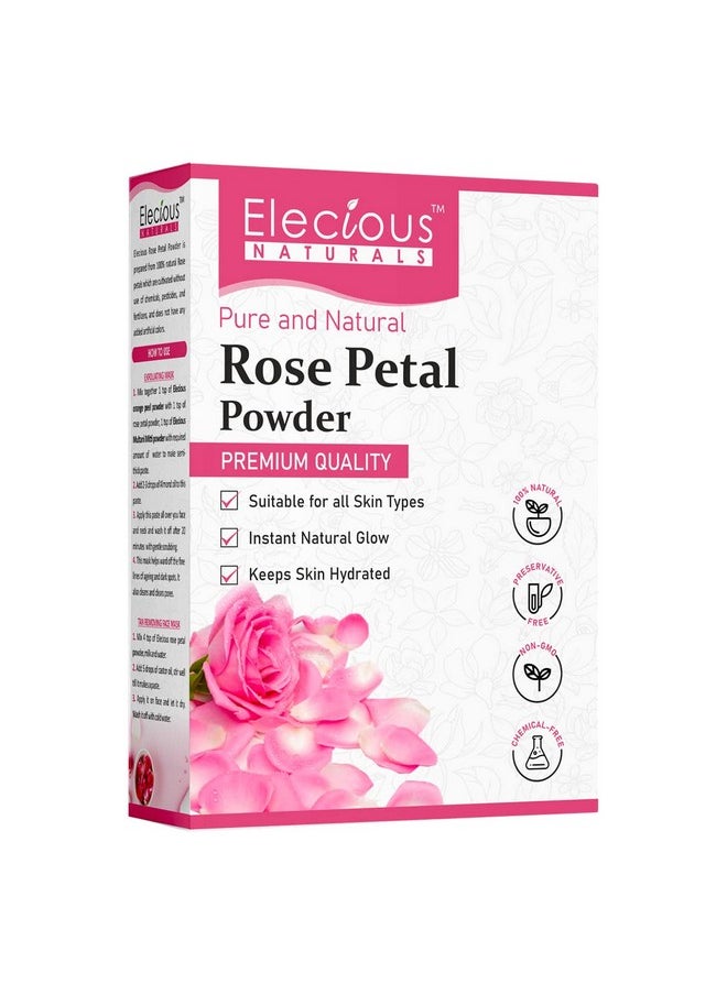 Pure Rose Petals Powder For Face, Skin And Hair (200 Grams) | Chemical-Free, Preservative Free, Non-Gmo, No Artificial Color