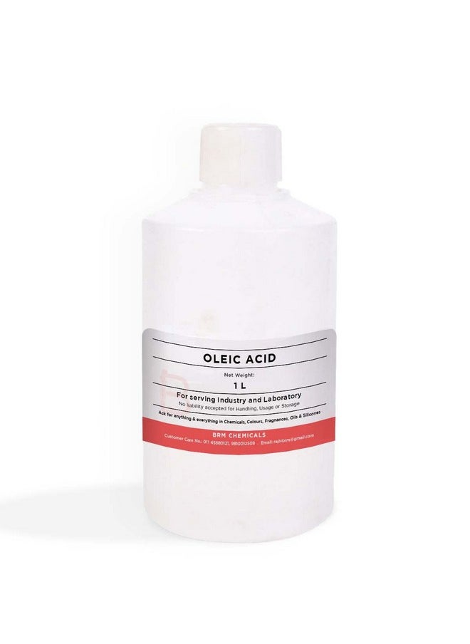 Oleic Acid - 1 Litre For Soap Making, Shampoo, Cosmetics, Serum Making, Beauty Formulations, Moisturizer, Lotion Making, Domestic Use & Diy Personal Care For Face, Hair, Skin & Body