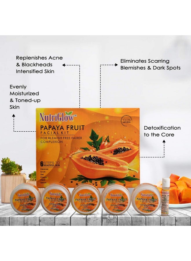 Papaya Facial Kit For Blemish Free And Fairer Skin Hydrated & Brightening Fresh Looking Skin, All Skin Types, No Parabens & Sulphates, 250Gm+10Ml With 5 In 1 Face Masssager