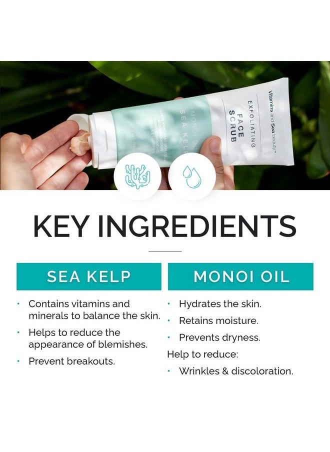 Hydrating Exfoliating Face Cleansing Scrub For All Skin Types | Deep Pore Cleanser With Monoi Oil And Sea Kelp Seaweed | 150 Ml