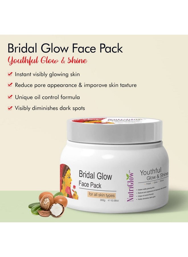 Bridal Glow Face Pack For Deep Exfoliation Blackhead, Removal Refining Pores, Instant Brightening And Hydrating Skin, All Skin Types, No Parabens & Sulphates, 300Gm