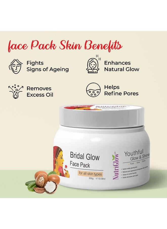 Bridal Glow Face Pack For Deep Exfoliation Blackhead, Removal Refining Pores, Instant Brightening And Hydrating Skin, All Skin Types, No Parabens & Sulphates, 300Gm