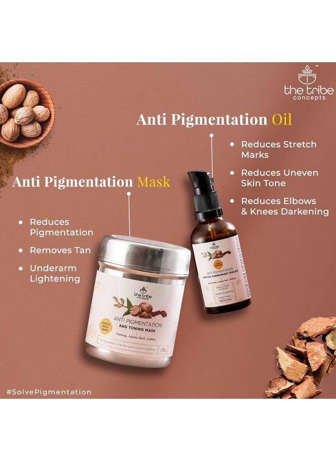 Anti Pigmentation Kit With Arjuna Bark & Nutmeg For Knees Darkening, Underarm Lightening & Tan Removal - 50 Ml (Without Tin)