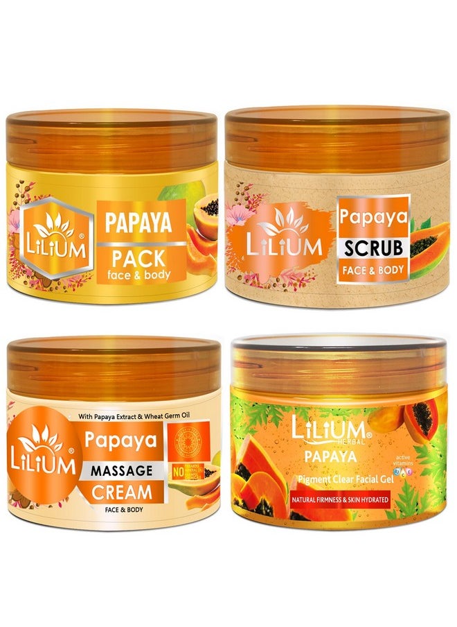 Papaya Facial Kit With Scrub, Cream, Gel And Pack, 1000G (1Kg)