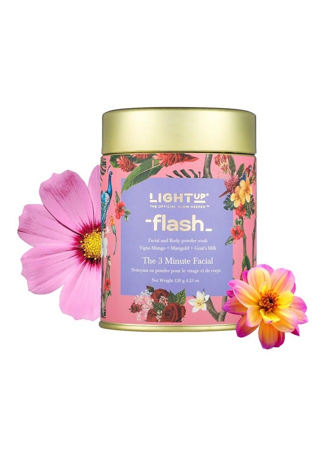 Flash Face&Body Brightening Ubtan-3 Minute Facial,Goat'S Milk,Marigold,Hibiscus,Rose,Guava&Vitamin C: Instant Glow,Tan Removal,Gentle Exfoliation,Natural Radiance,Bridal-120 Gm,Scrub,1 Count