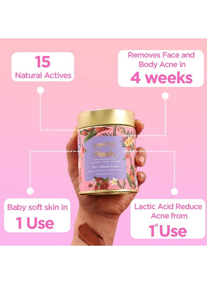 Flash Face&Body Brightening Ubtan-3 Minute Facial,Goat'S Milk,Marigold,Hibiscus,Rose,Guava&Vitamin C: Instant Glow,Tan Removal,Gentle Exfoliation,Natural Radiance,Bridal-120 Gm,Scrub,1 Count