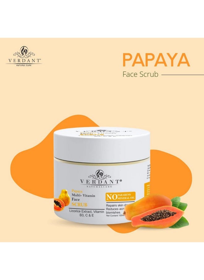 Skin Brightening Papaya Face Scrub | Instant Glow & Detan Scrub & Tan Removal | Face Scrub | Anti Tan, Tan Removal Scrub | Papaya Fruit Face Scrub | De-Tan Scrub - No Paraben 100 Ml