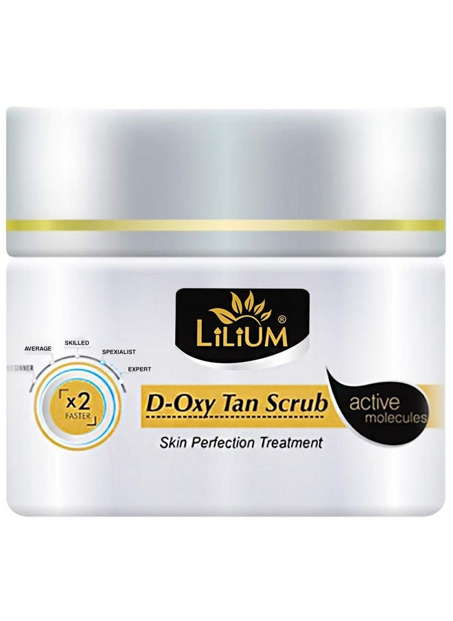 D Oxy Tan Scrub 275Gm | Tan & Blackhead Remover | De Tanning Skin Brightening Exfoliating Daily Care | Dermatologically Tested, Peroxide Free & 100% Vegan | Men & Women | All Skin Types