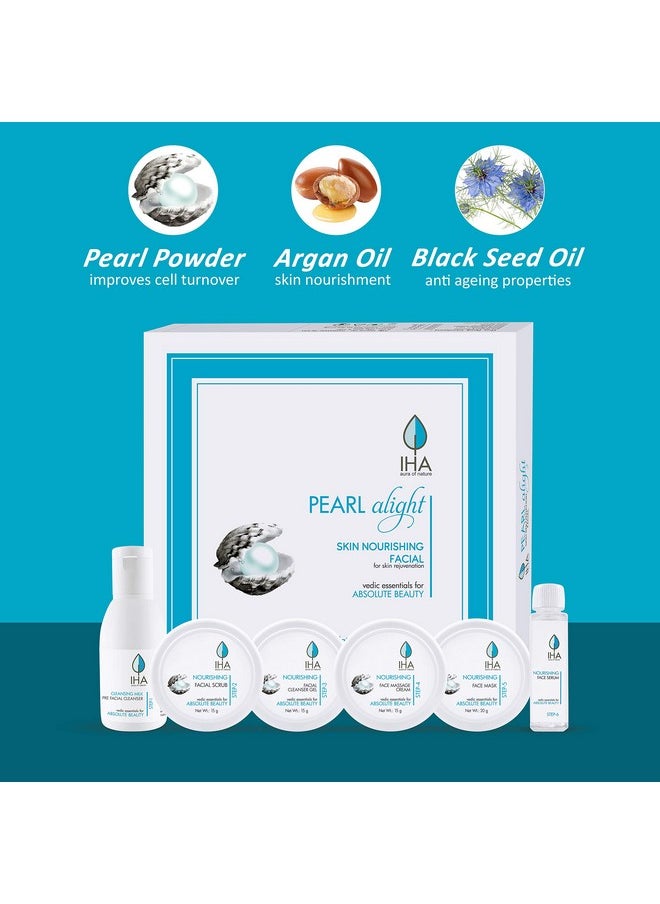 Pearl Alight Skin Nourishing Facial Kit - Herbal Skin Lightening Mini Facial Kit For Radiant And Glowing Skin, Face Cleanup Kit For Normal To Dry Skin (Combo Of 6)