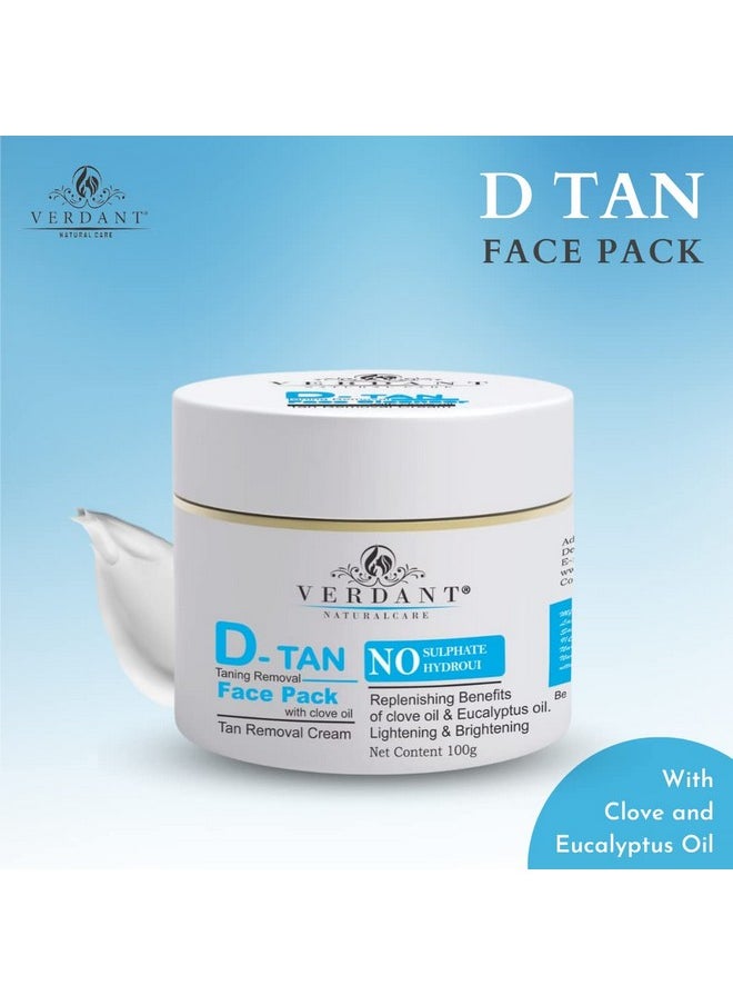 Instant Glow D Tan Pack For Tan Removal | Tan Removal Face Pack With Clove Oil & Eucalyptus Oil | Skin Brightening | Tan Removal Cream | Sun Tan Removal Face Pack | Tanning Removal Face Pack | D Tan Cream & Anti-Tan Face Pack | Face Pack For Glowing Skin | De-Tan Face Pack | De-Tan Pack - No Parabens, Sulphates - (Pack Of 2X100Ml)