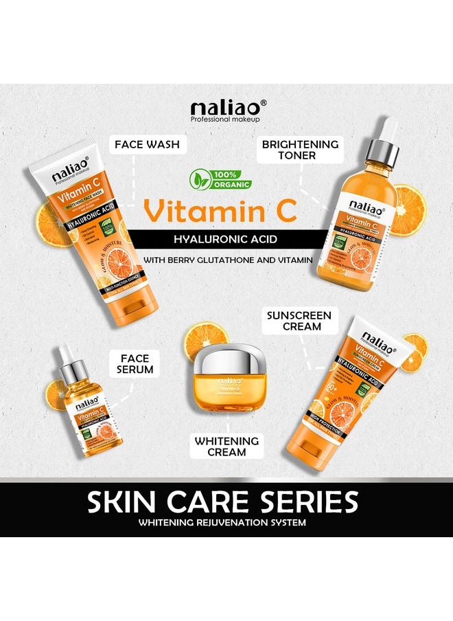 Makeup 5 Piece Organic Vitamin C Skin Care Set ( Sunscreen + Serum + Face Wash + Whitening Cream + Toner ) 330G