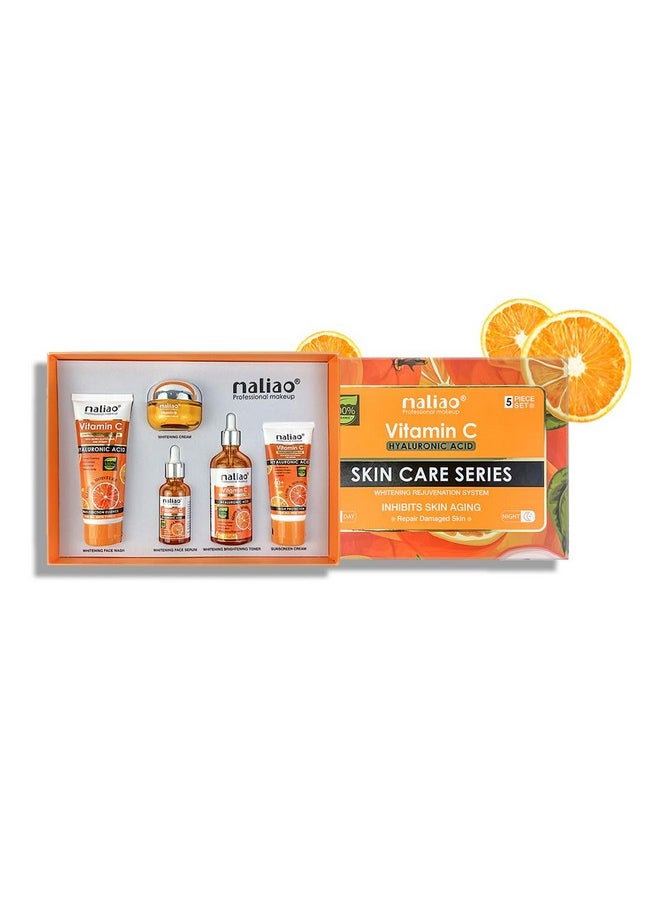 Makeup 5 Piece Organic Vitamin C Skin Care Set ( Sunscreen + Serum + Face Wash + Whitening Cream + Toner ) 330G