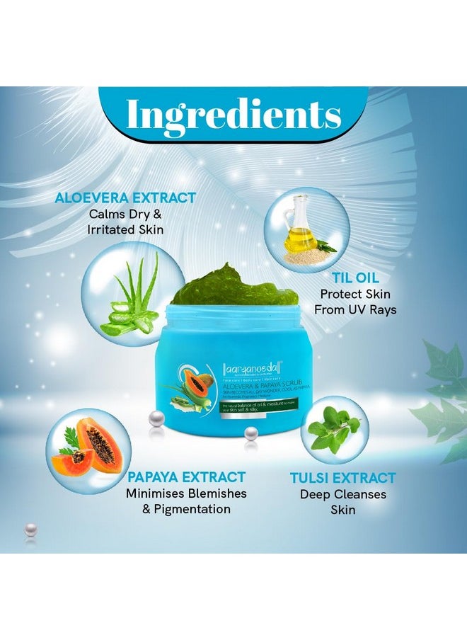 Aloe Vera & Papaya Face Scrub For All Skin Types Exfoliates Gently With Real Fruit Extracts Purifies Deeply & Removes Dead Skin Cells Rejuvenates Skin & Provides Healthy Glow - 400G