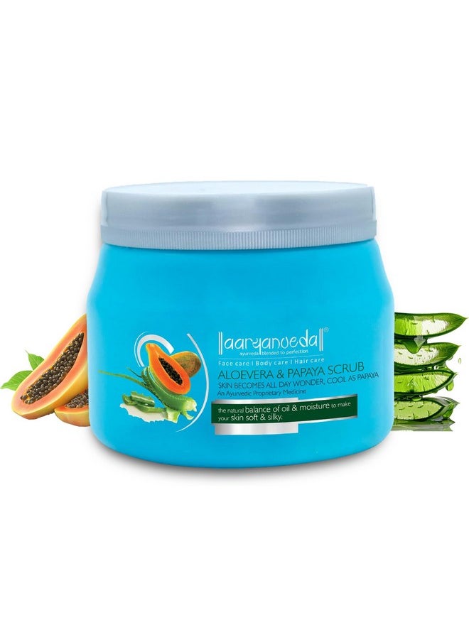 Aloe Vera & Papaya Face Scrub For All Skin Types Exfoliates Gently With Real Fruit Extracts Purifies Deeply & Removes Dead Skin Cells Rejuvenates Skin & Provides Healthy Glow - 400G