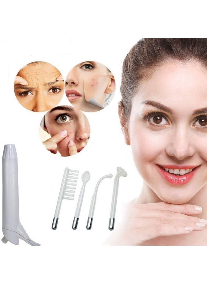 Portable High Frequency Machine Facial Wand Acne For Skin Tightening Acne Spot Wrinkles Reducing Puffy Eyes Dark Circles Dispel Freckle 4 In 1 Handheld High Frequency Machine For Face & Hair