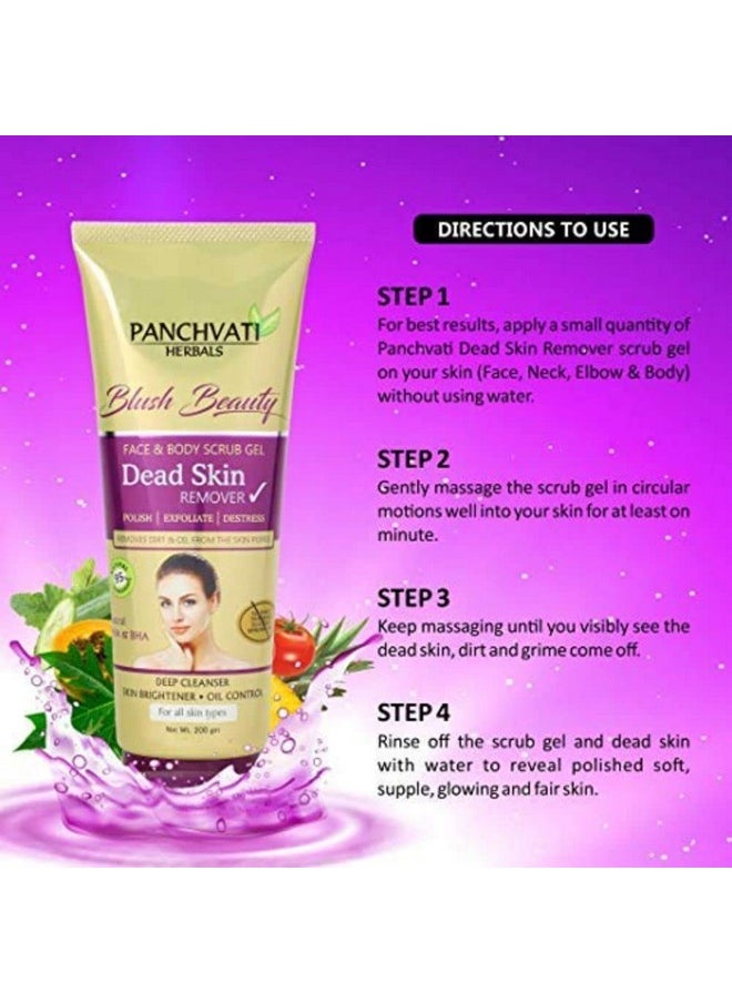 Dead Skin Remover Gel With Pineapple, Papaya, Tomato & Cucumber Enzymes Extracts (Face & Body Scrub Gel) Parabens & Sulphate Free, Combo Pack Of 2 (Each 200 Ml) Cleansing Dead Skin & Tan Removal