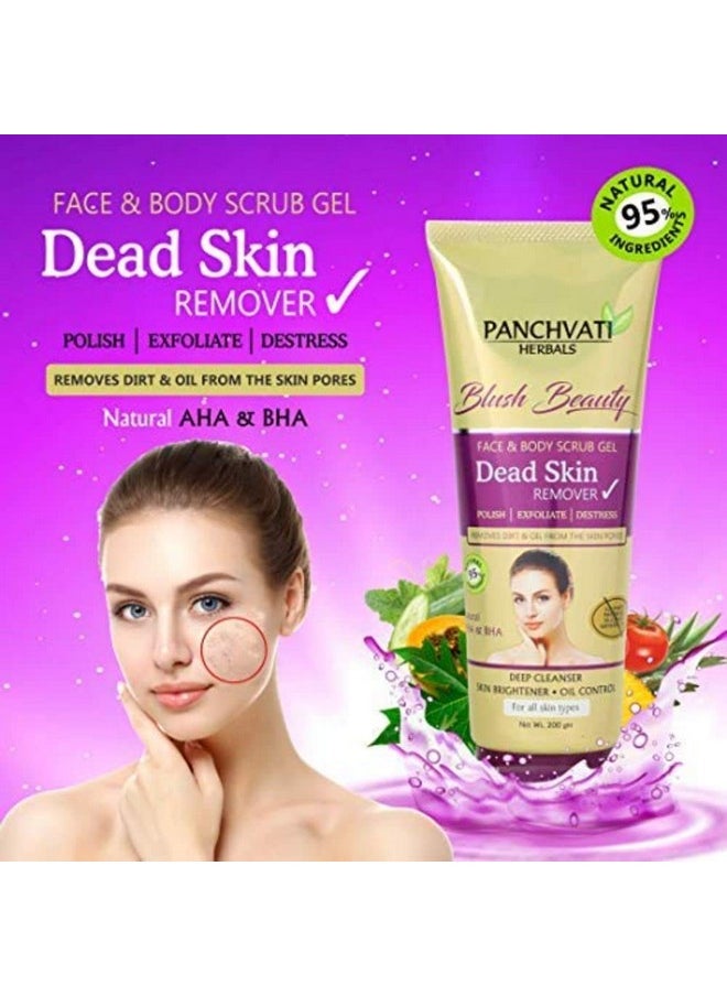 Dead Skin Remover Gel With Pineapple, Papaya, Tomato & Cucumber Enzymes Extracts (Face & Body Scrub Gel) Parabens & Sulphate Free, Combo Pack Of 2 (Each 200 Ml) Cleansing Dead Skin & Tan Removal