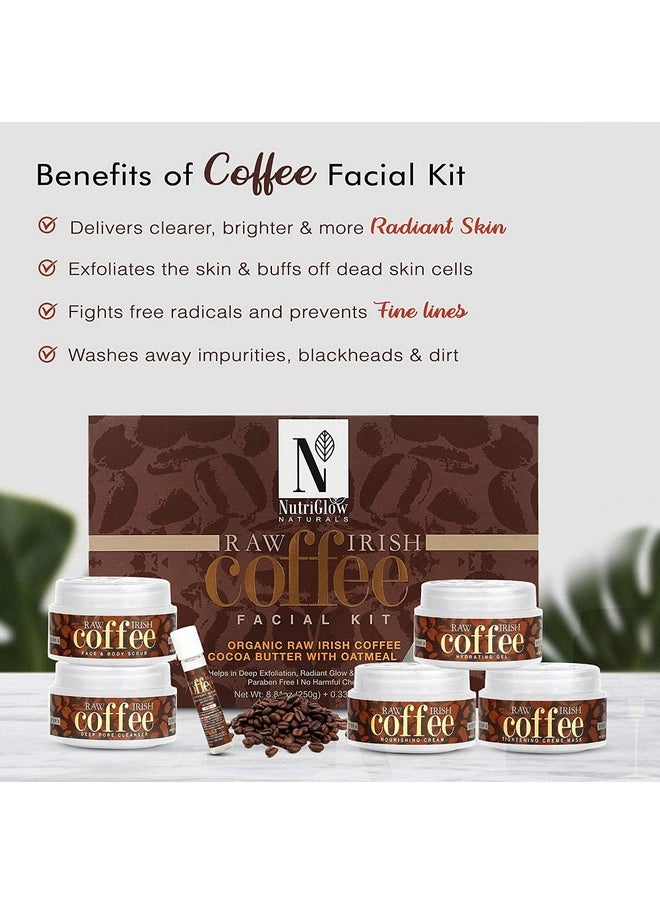 Natural’S Raw Irish Coffee Facial Kit With Grounded Coffee For Brighter Skin, (250G+10Ml)