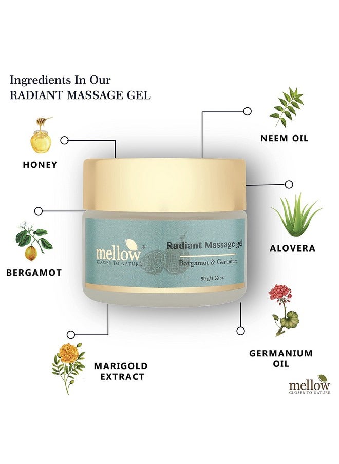 Herbals Ayurvedic Radiant Facial Massage Gel (50Gm) For Skin Tightening & Glow | Bergamot, Germanium Oil & Neem | Heals Oily & Acne Prone Skin | Ayush Certified | Gmo, Paraben And Silicone Free