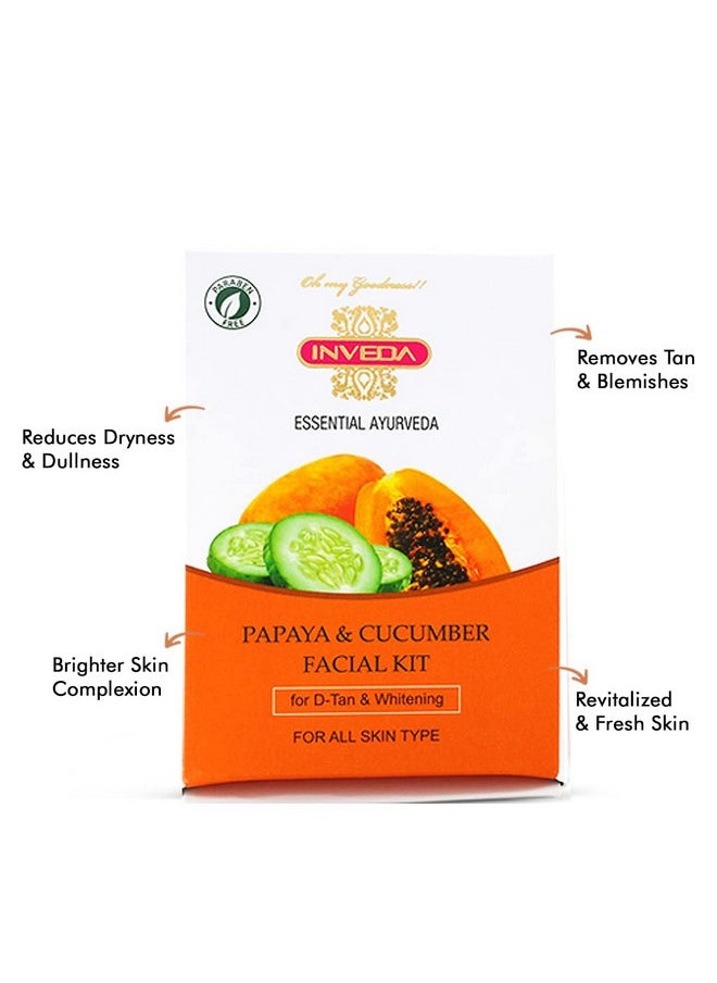 Papaya And Cucumber Facial Kit, Helps To Reduce Tan, Blemish & Dark Spots With Papaya, Cucumber, Shea Butter, Give Bright & Clear Skin, 37Ml