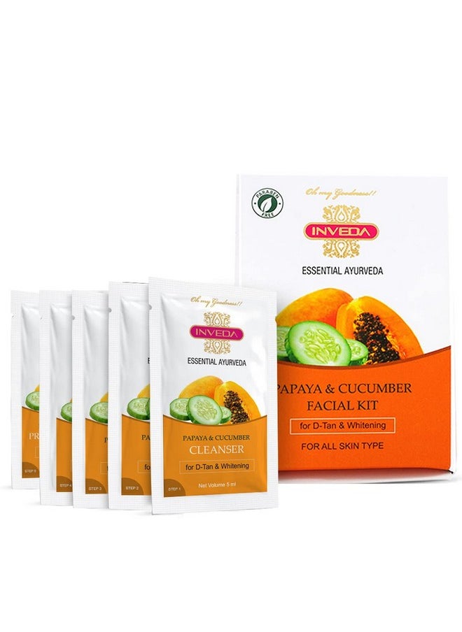 Papaya And Cucumber Facial Kit, Helps To Reduce Tan, Blemish & Dark Spots With Papaya, Cucumber, Shea Butter, Give Bright & Clear Skin, 37Ml