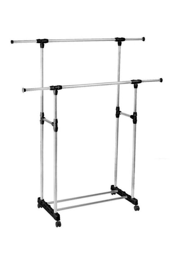 Adjustable Double Pole Rack Silver/Black