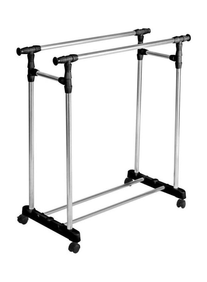 Adjustable Double Pole Rack Silver/Black