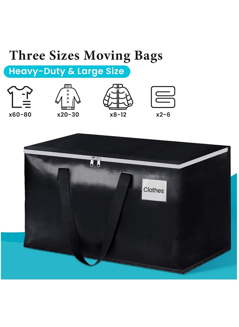 4 Pack Waterproof Foldable Extra Thicker Large Moving Storage Bags, Moving Box, Home Cloth Storage Bag, Closet Storage Backet, Heavy-Duty Organizer Tote with Reinforced Handles, Zips, Label