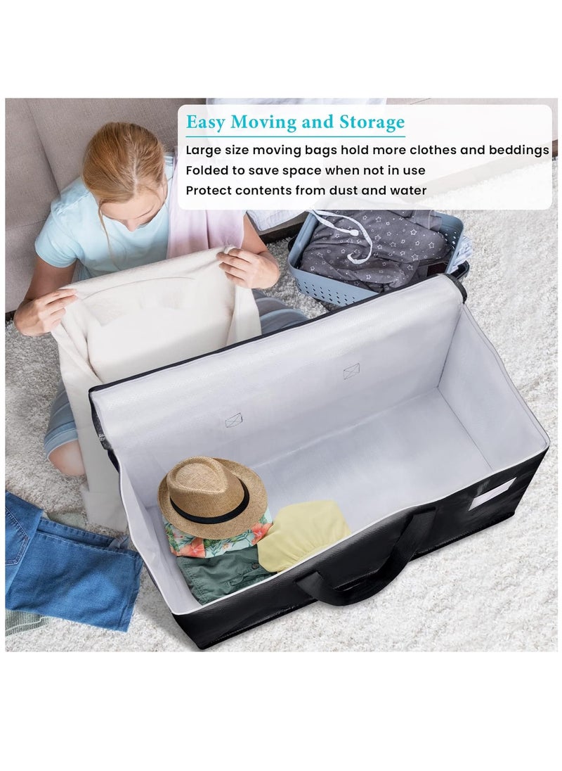 4 Pack Waterproof Foldable Extra Thicker Large Moving Storage Bags, Moving Box, Home Cloth Storage Bag, Closet Storage Backet, Heavy-Duty Organizer Tote with Reinforced Handles, Zips, Label