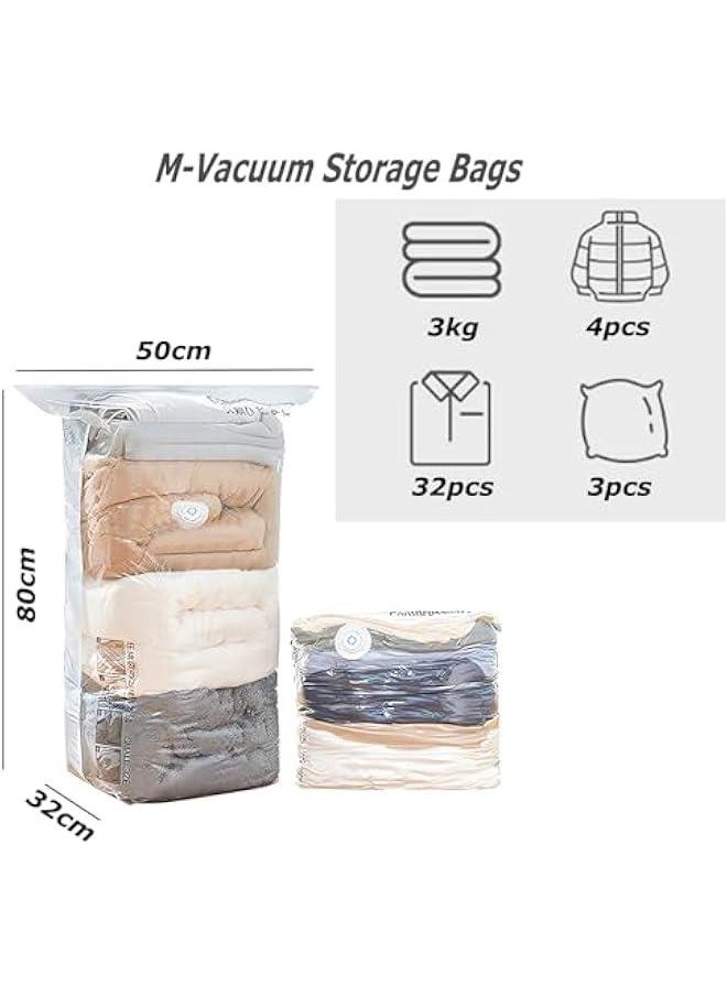 Vacuum Storage Bags of 4 pcs,Space Saver Bags,Jumbo Cube bag,Extra Large Vacuum Sealer Bags for Comforters Blankets Bedding Duvet,Closet Organizers (M-80x56x32cm, 4pcs)