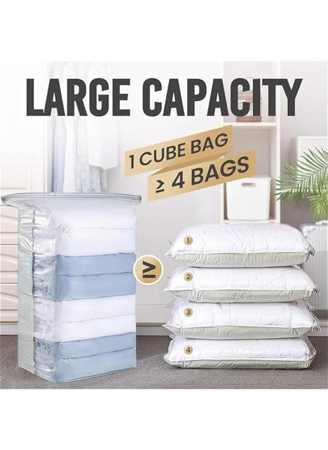 Vacuum Storage Bags of 4 pcs,Space Saver Bags,Jumbo Cube bag,Extra Large Vacuum Sealer Bags for Comforters Blankets Bedding Duvet,Closet Organizers (M-80x56x32cm, 4pcs)