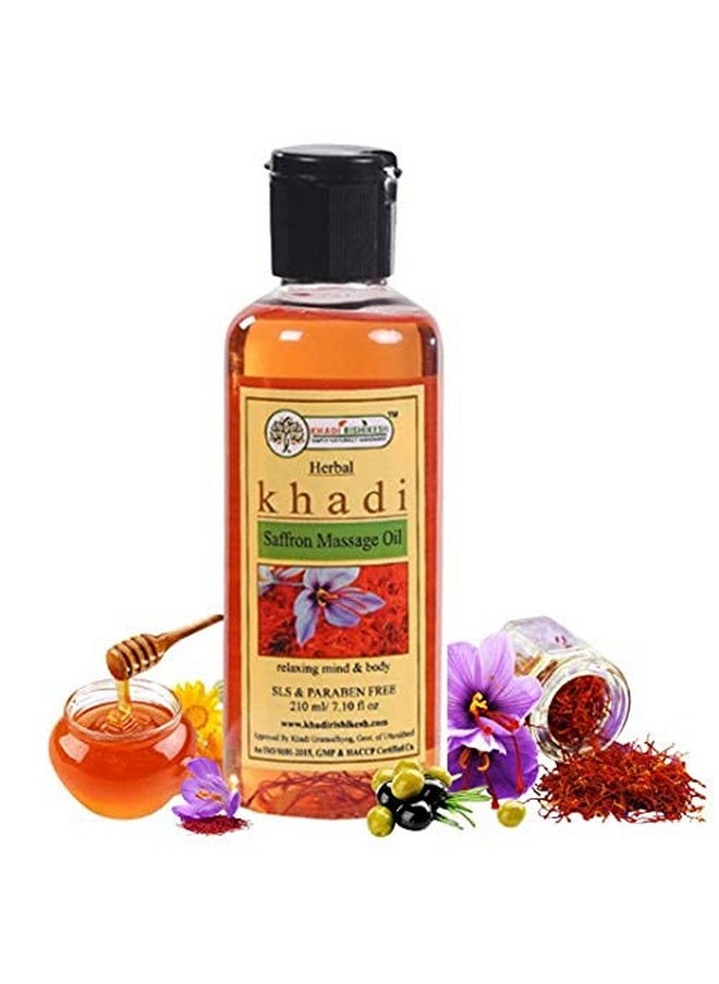 Herbal Saffron Massage Oil For Full Body ,Relieves Pain & Stress ,Skin Lighening Brightening Glowing Complexion ,Reduce Body Acne-Daily Use Body Massage Oil-Women & Men -210Ml,With Keychain Free