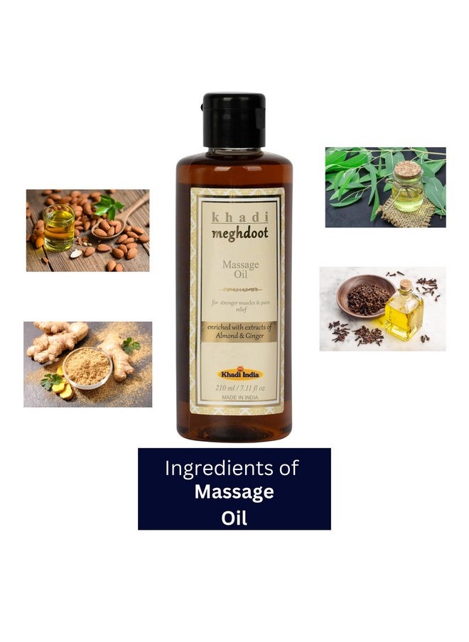 Combo Pack Of Massage Oil Enriched With Natural Extracts Of Almond And Ginger For Pain Relief, Khadi Massage Oil, Ayurvedic Massage Oil For Men And Women, 210Ml Each, Pack Of 2