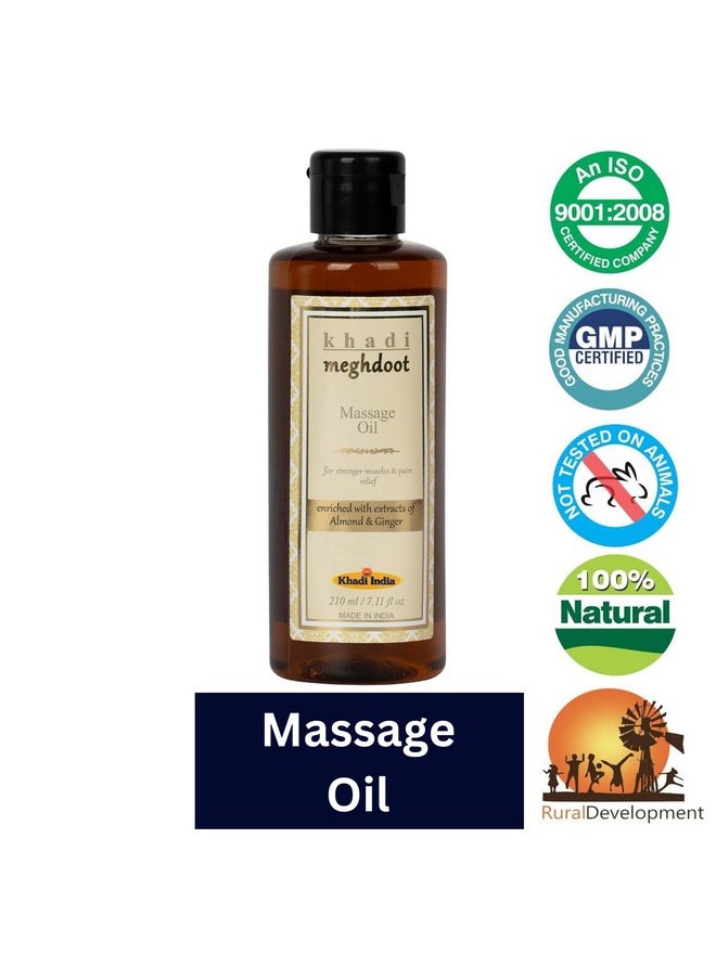 Combo Pack Of Massage Oil Enriched With Natural Extracts Of Almond And Ginger For Pain Relief, Khadi Massage Oil, Ayurvedic Massage Oil For Men And Women, 210Ml Each, Pack Of 2