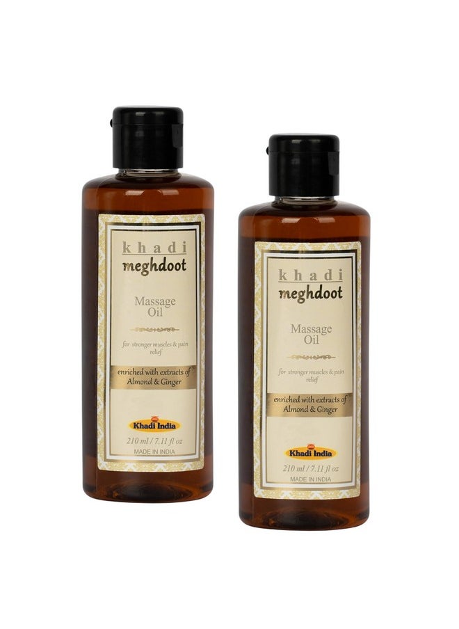 Combo Pack Of Massage Oil Enriched With Natural Extracts Of Almond And Ginger For Pain Relief, Khadi Massage Oil, Ayurvedic Massage Oil For Men And Women, 210Ml Each, Pack Of 2