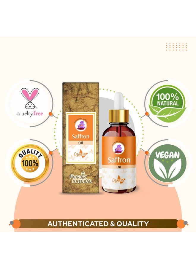 Pure Natural Undiluted & Organic Standard Saffron(Crocus Sativus) Essential Oil Steam Distilled Hair &Skincare Anti- Acne Minimizes Dead Skin Cells Brightens Complexion Massage Oil - 30Ml